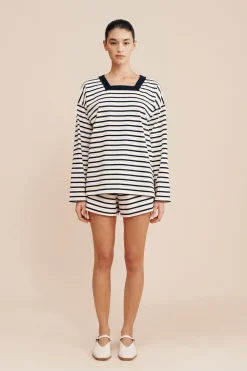 ARCHIE LONG SLEEVE TOP - NAVY STRIPE | POSSE Store