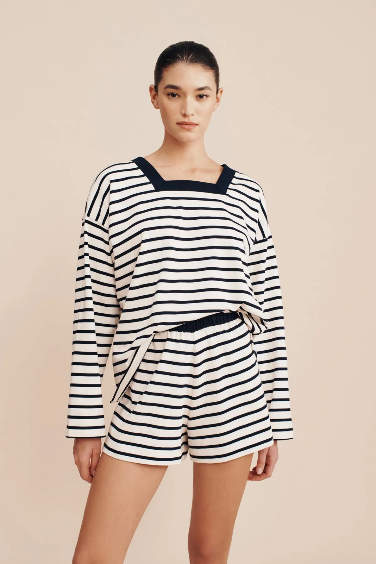 ARCHIE LONG SLEEVE TOP - NAVY STRIPE | POSSE Store