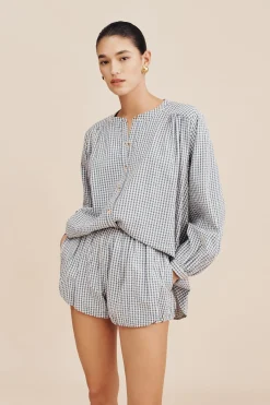 AURELIA SHORT - BLUE GINGHAM | POSSE Cheap