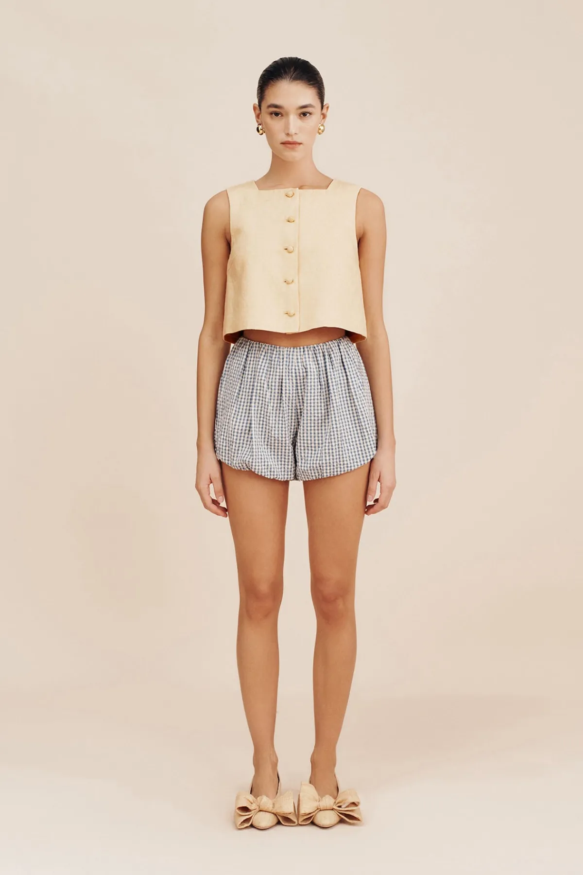 AURELIA SHORT - BLUE GINGHAM | POSSE Cheap