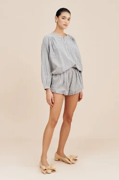 AURELIA SHORT - BLUE GINGHAM | POSSE Cheap
