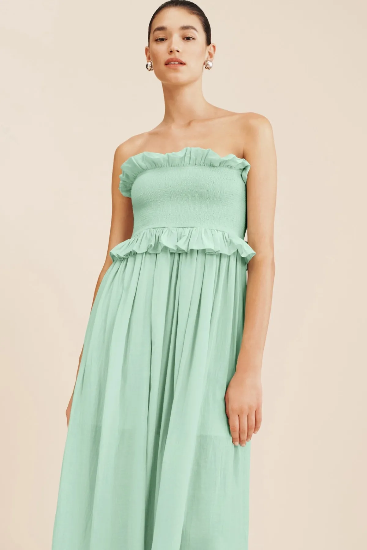 COBY STRAPLESS DRESS - COOL MINT | POSSE Fashion