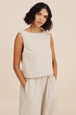 MABEL TOP - BEIGE STRIPE | POSSE Cheap