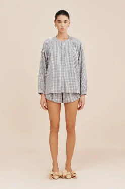 MIRA SHIRT - BLUE GINGHAM | POSSE Best Sale