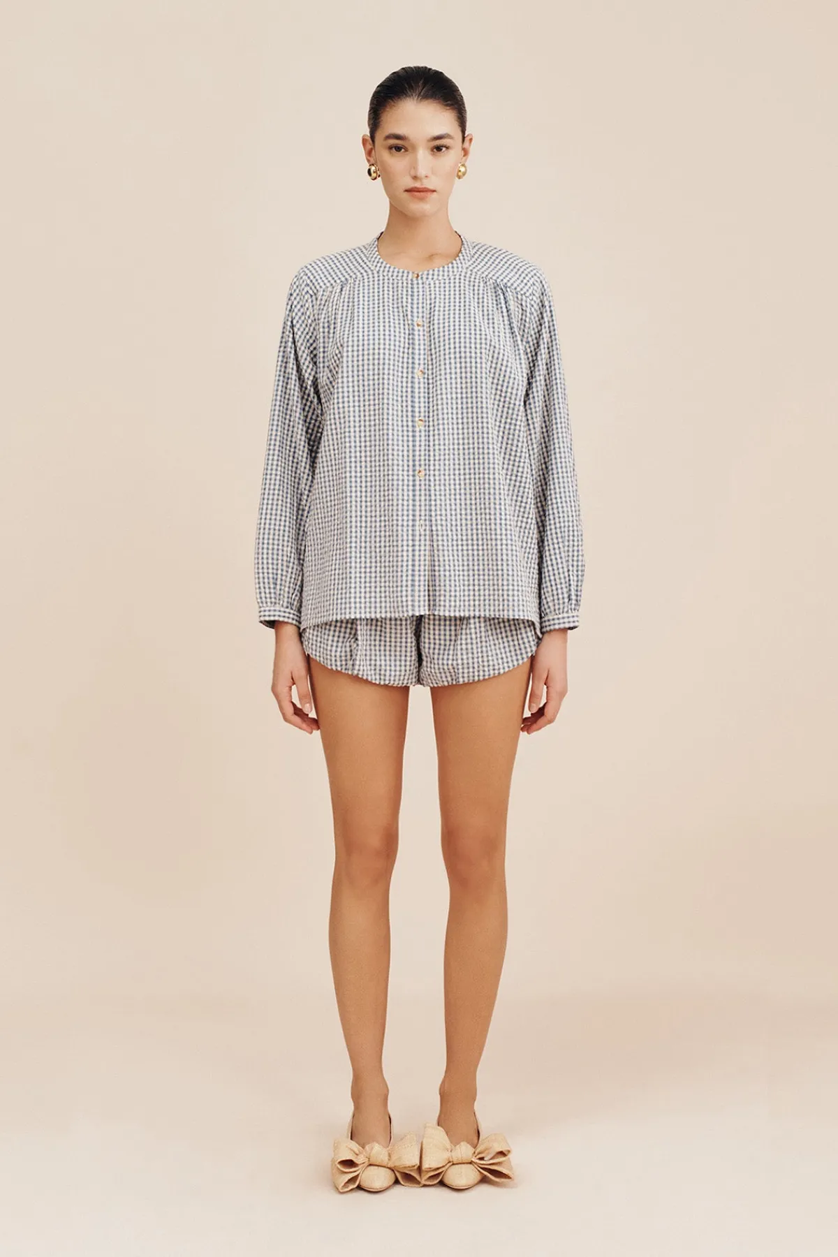 MIRA SHIRT - BLUE GINGHAM | POSSE Best Sale