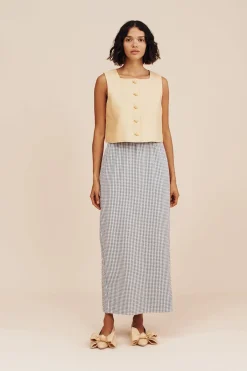 MIRA SKIRT - BLUE GINGHAM | POSSE Store