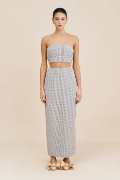 MIRA SKIRT - BLUE GINGHAM | POSSE Store