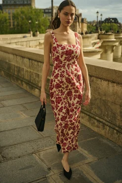 SKYLA COLUMN DRESS - SCARLET BLOOM | POSSE Shop